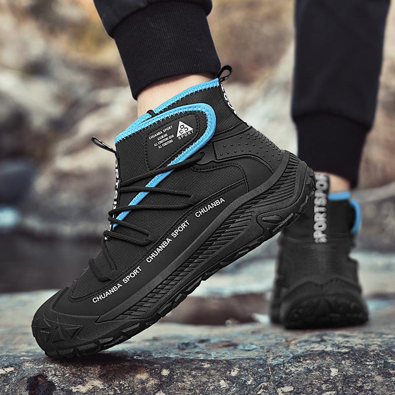 Zapatos de hombre respirantes antideslizantes al aire libre zapatos de pesca neumáticos suela desgaste de montaña zapatos de escalada de roca zapatos de trabajo de alto nivel