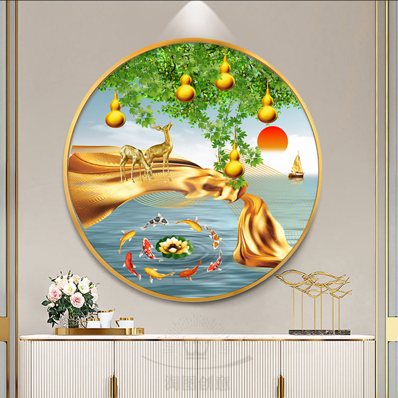 Nueve peces cuadros redondos porche pinturas decorativas lujosas pasillo fantasía pasillo comedor pinturas colgadas fondo de sofá sala de estar