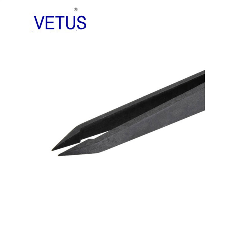 VETUS 防静电塑料镊子703 碳纤维导电塑胶耐酸碱 无尘净化塑料镊