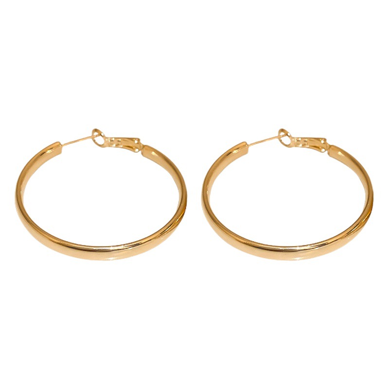 Corea del Sur nicho elegante pendientes de alto grado elegante cara adelgazamiento pendientes al por mayor Aguja de plata círculo de metal pendientes de anillo liso