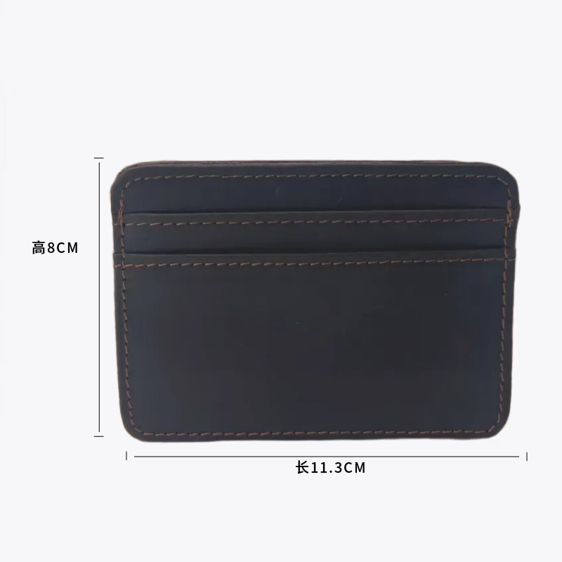 Men's Ultra-Thin Genuine Leather One-Piece Bank Card Holder, Exquisite High-End Card Case And Small Coin Purse - Thumbnail 5