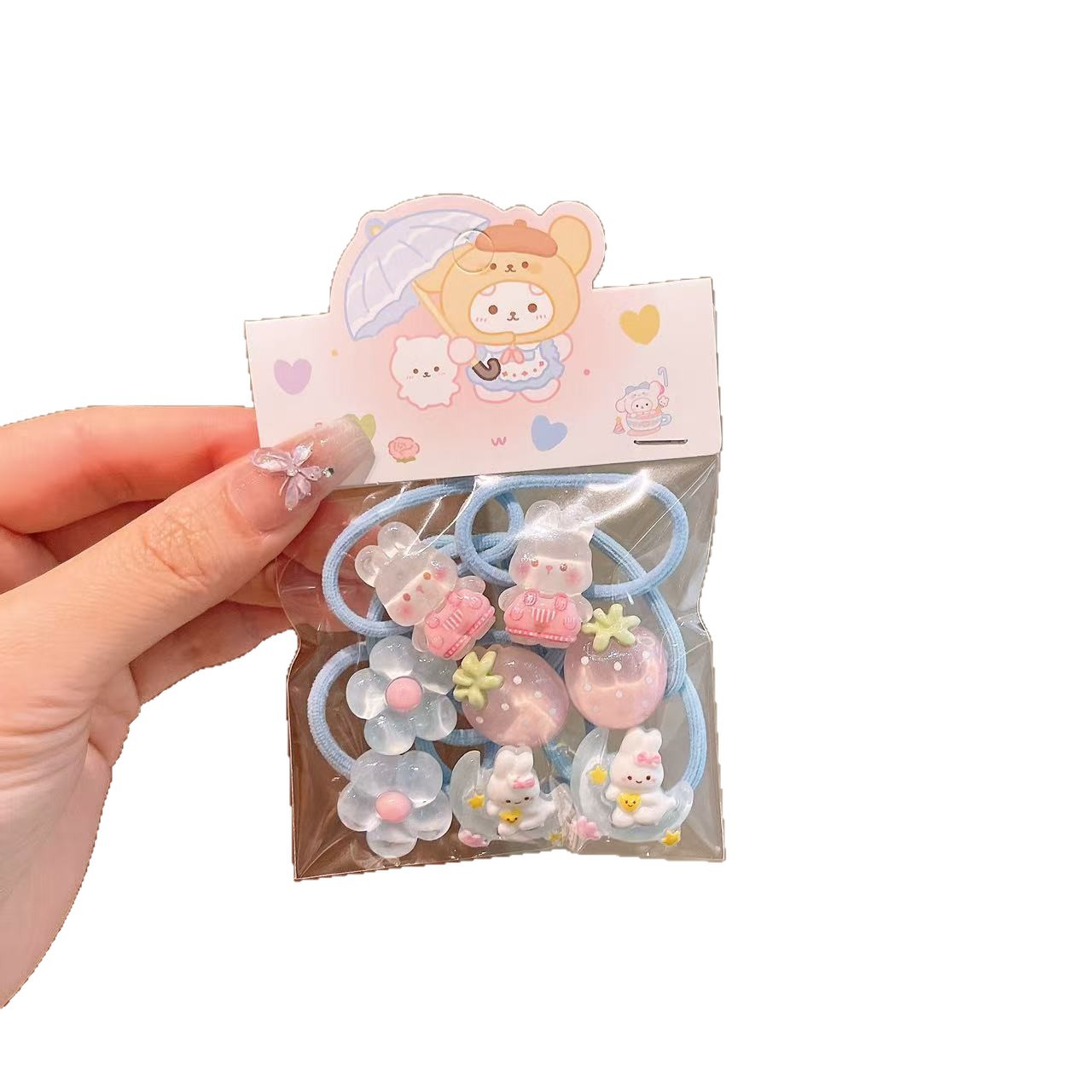 Anillo de pelo de pulgar de dibujos animados para niños, cabello de bebé, cabello de bebé, correa de cabello de alta elasticidad, banda de cabello no lesionada