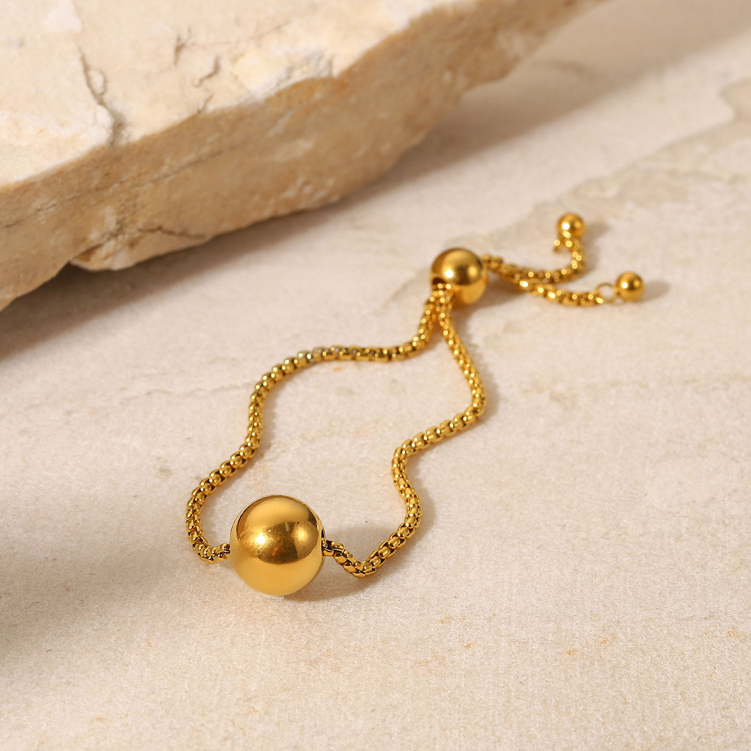 New Style 18K Gold plated round Ball Pendant Stainless Steel Bracelet