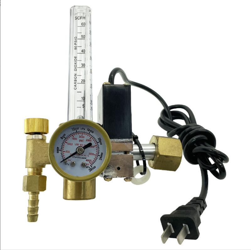 全铜加热款二氧化碳减压阀220V东南亚印度款CO2减压器流量计出口
