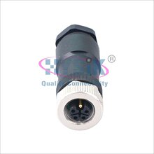 M12 直头孔头电缆连接器 L编码4+FE组装螺钉接线非屏蔽
