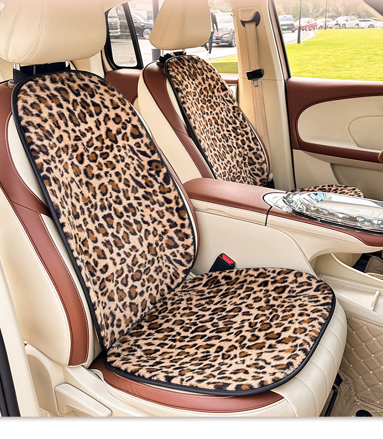 Cross-Border Leopard Print Car Seat Cushion Plush Warm Non-Slip Car Seat Cushion Winter Anti-Freeze Goddess Car Seat Cover