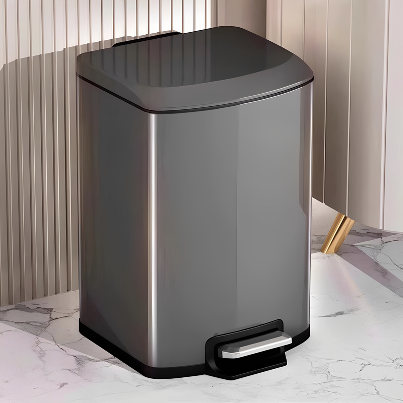 Jf Kitchen Stainless Steel Trash Can Household Large Capacity 2025 New Foot-Operated Living Room Foot-Operated Storage with Lid