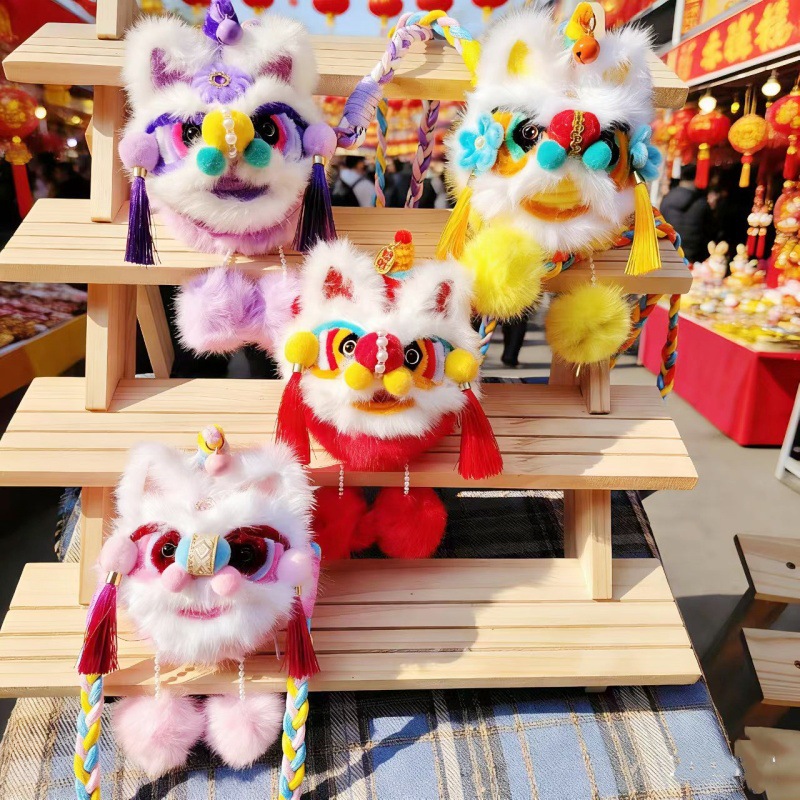 成品古风醒狮包包新年过年喜庆斜挎包儿童汉服唐装配饰包包国风
