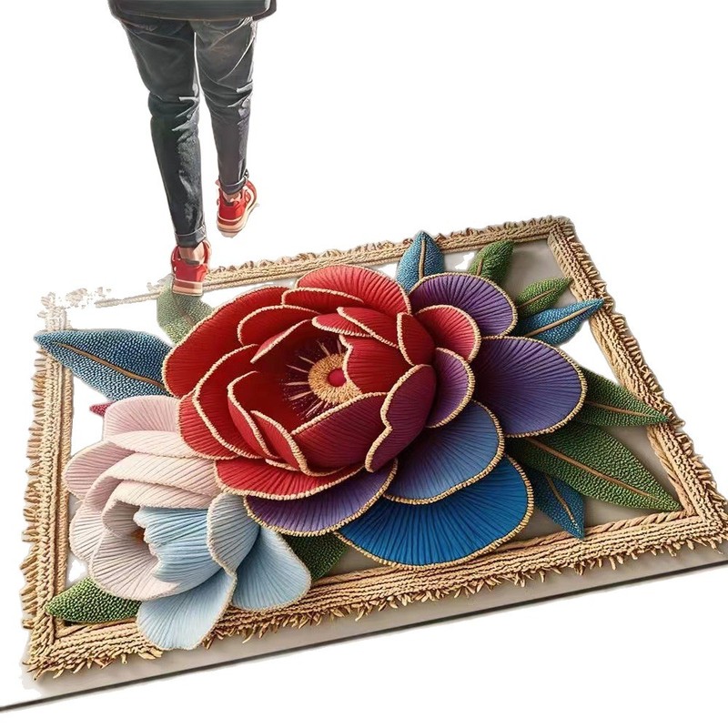 新型3d立体花珪藻泥じゅうたん異形花卉吸水速乾性フロアマット汚れ耐摩耗性フロアマット|undefined