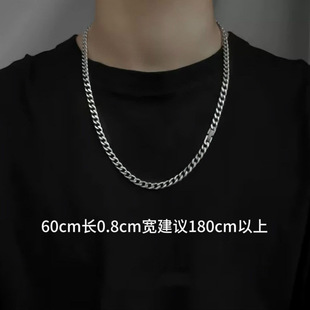 Authentic Wang Jiaer Same-style Cuban Necklace Men's All-match Fashionable High-end Lovers's Titanium Steel Necklace Matching