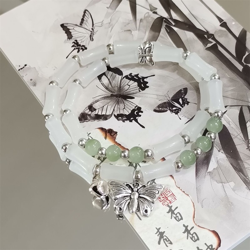 双层叠戴系列-爆款流苏手链新中式平安国风双圈小众手链串珠手饰|undefined