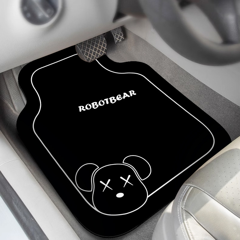 Cartoon Car Floor Mats, Universal Anti-Slip Foot Mats for the Main and Passenger Seats, Stain-Resistant and Easy to Clean, Cuttable Mats in the Car