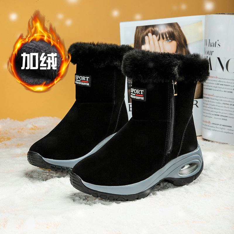 Invierno transfronterizo de mujer con botas de nieve cálidas con cremallera de comercio exterior botas de algodón botas de algodón zapatos de mujer al aire libre