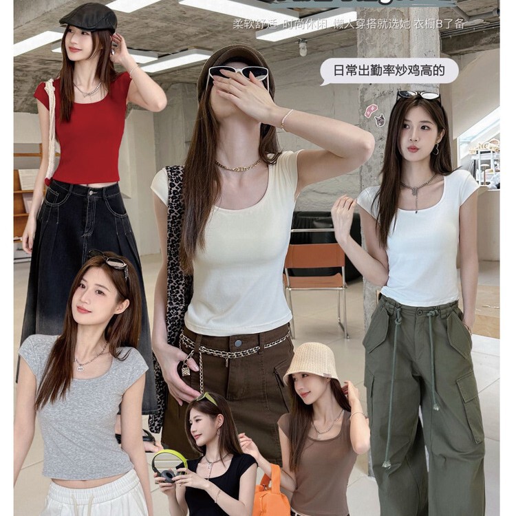 【Whisper Lingerie 9915 # 】New Spring and Summer Style Airplane Sleeve T-Shirt with Built-In Bra and Cup, Wholesale.