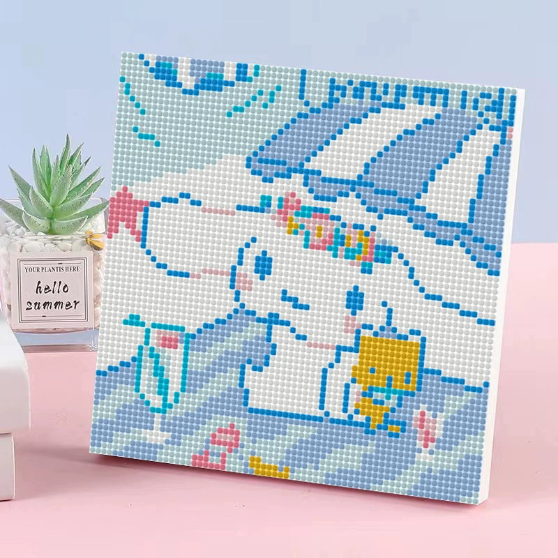 DIY живопись бриллиантами для детей - ручная работа мультфильм-головоломка в рамке из массива дерева 20x20 см, инструмент для бриллиантовой насечки