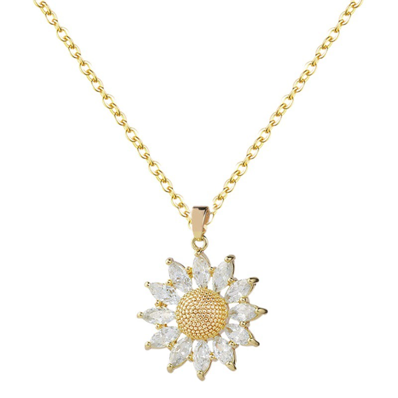 Новое ретро-колье с подсолнухами для женщин, элитная дизайнерская цепочка для свитера, легкий люксовый аксессуар в стиле интернет-знаменитостей, трендовый.