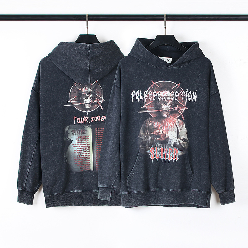 American Style High Street Skull Kanye Vintage Wash Vibe kenijima Hooded Sweater Hoodie Unisex American Style High Street Skull Kanye Vintage Wash Vibe kenijima Hooded Sweater Hoodie Unisex