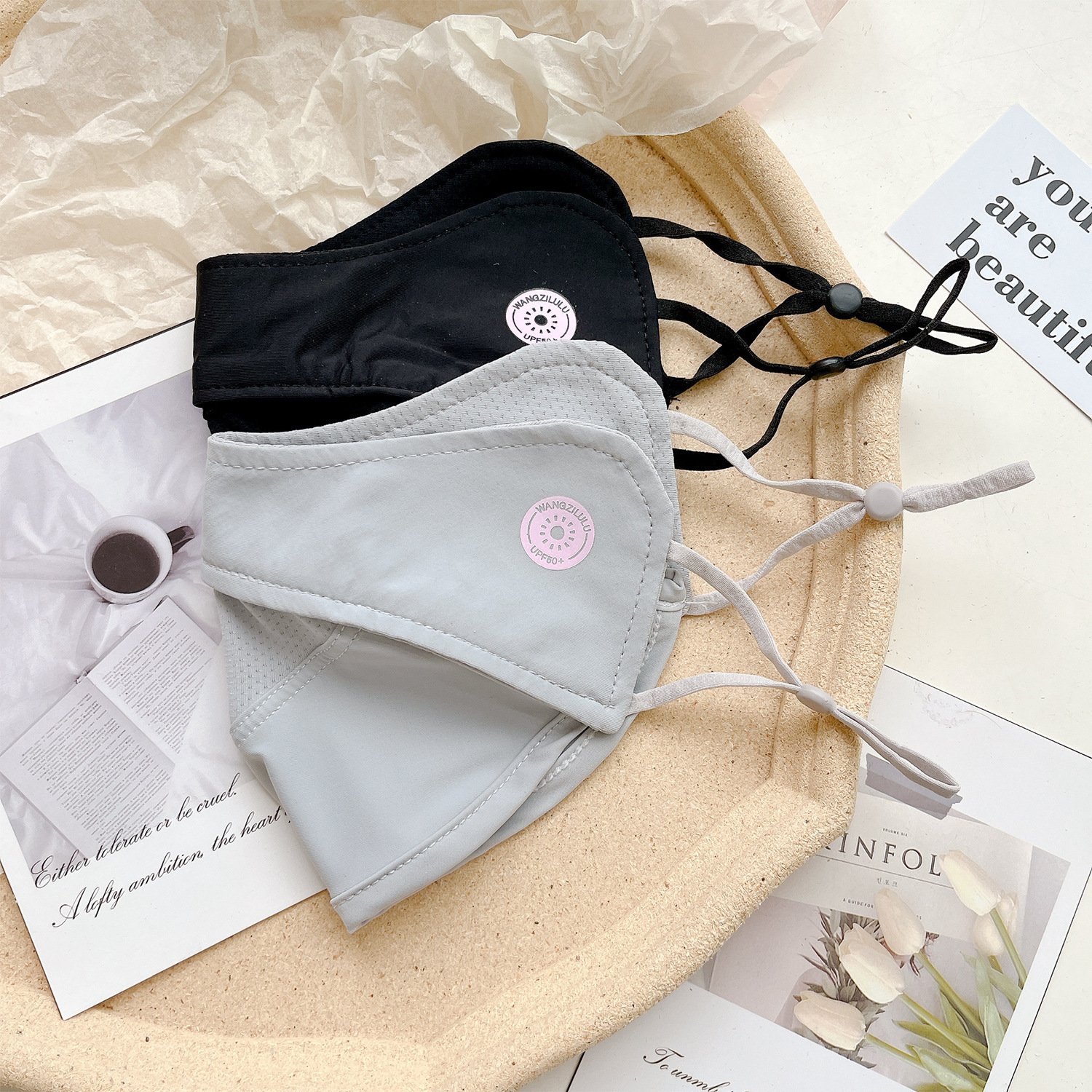 Estilo coreano máscara de cara completa de las mujeres 3D protección solar máscara de la esquina de los ojos velo de verano protección UV transpirable