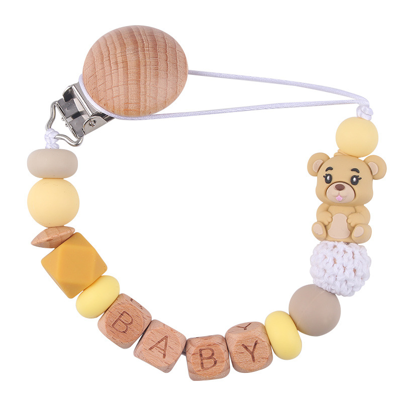Productos para niños pequeños clip de tetina de beech creativo caricatura bebé 3D oso de silicona mordida de dientes molares tetina cadena anti-caída cadena