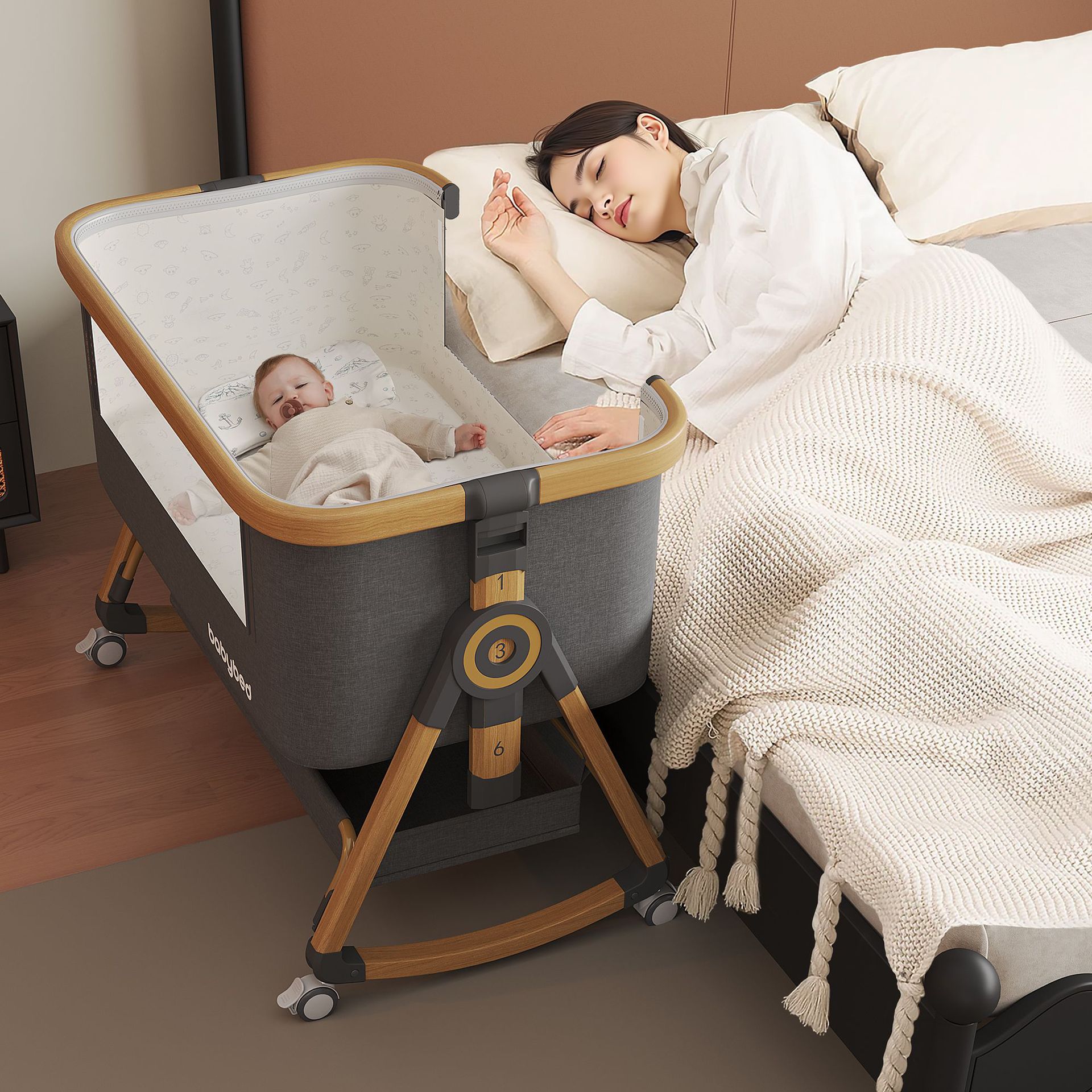 Cuna de aleación de aluminio móvil nueva cama grande empalmada multifuncional portátil plegable cuna para bebés al por mayor