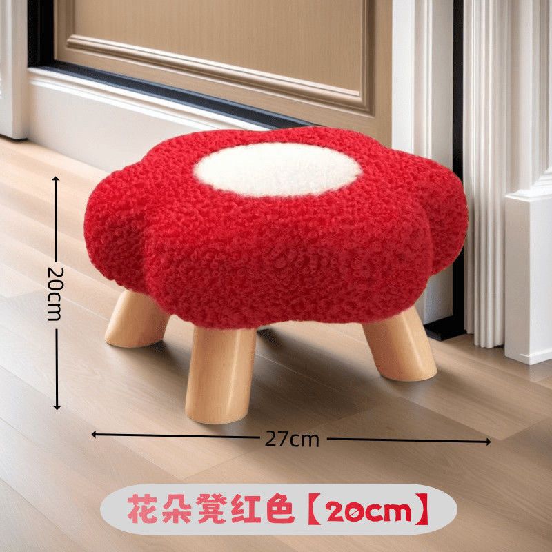 Taburetes de madera maciza de flores lindas, taburetes de cambio de zapatos de puerta de casa, taburetes de mesa de té de balcón, taburetes bajos para niños image 13
