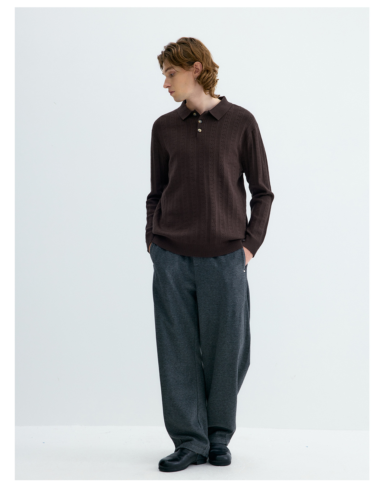 UNF Cable-Knit Polo Sweater