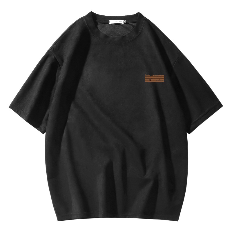 NASA茶色のスエードの重いポンドの小さい襟元の半袖のtシャツの男の夏の美しい式の復古の潮のブランドの潮流のoversize