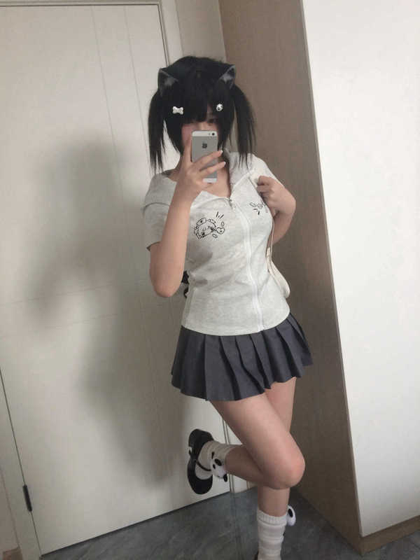 日本のレトロな猫耳フード付き半袖Tシャツレディース夏スリムカレッジスタイルスリムで多用途なトップジャケットトレンディ|undefined