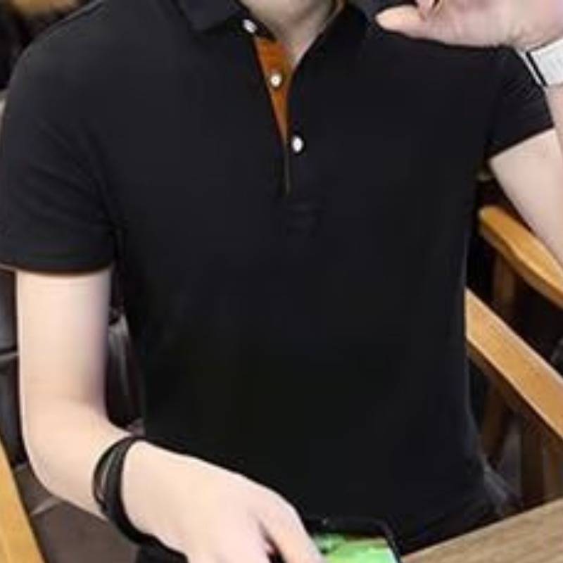 Marea de verano marca de manga corta Camiseta masculina solapa Polo ins coreano nuevos hombres collar color marea transfronteriza