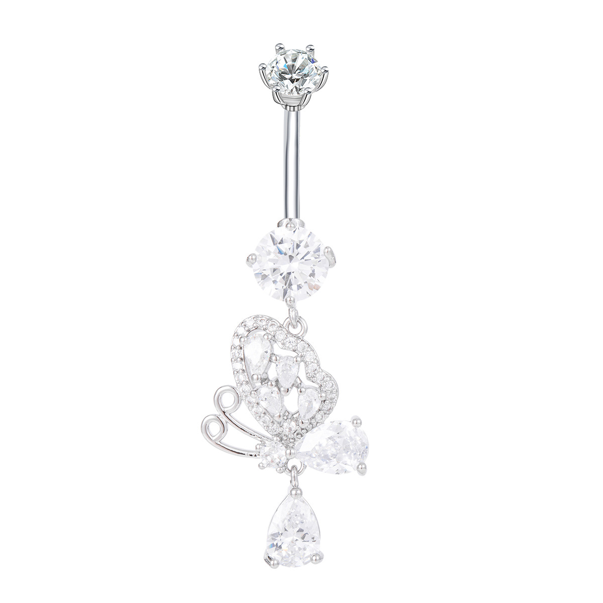 Piercing nombril papillon avec pendentif zircon_voghion.com
