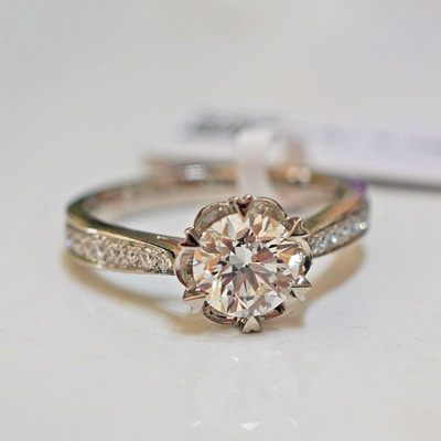 PT950铂金培育钻石戒指女士小众心形灿若星辰结婚求婚|ms