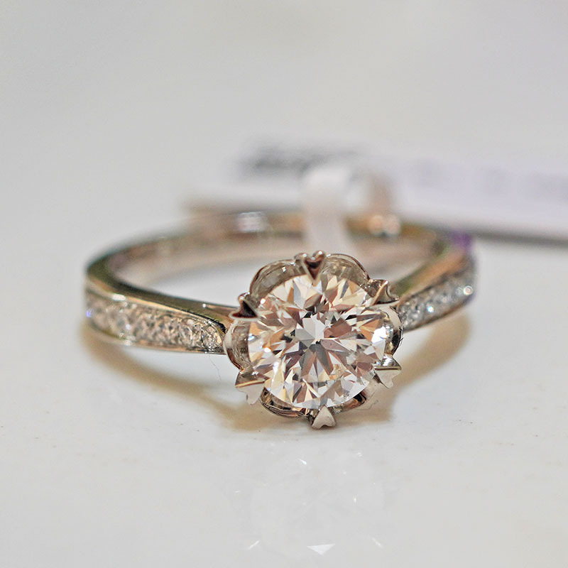 PT950铂金培育钻石戒指女士小众心形灿若星辰结婚求婚|ms