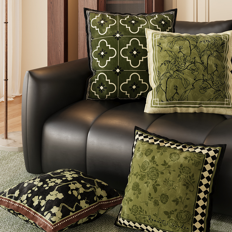 Sofa Pillow Green Mid-Century Style Cushion Pillowcase Cushion Cushion with Core New Bedside Pillow Back Cushion Car