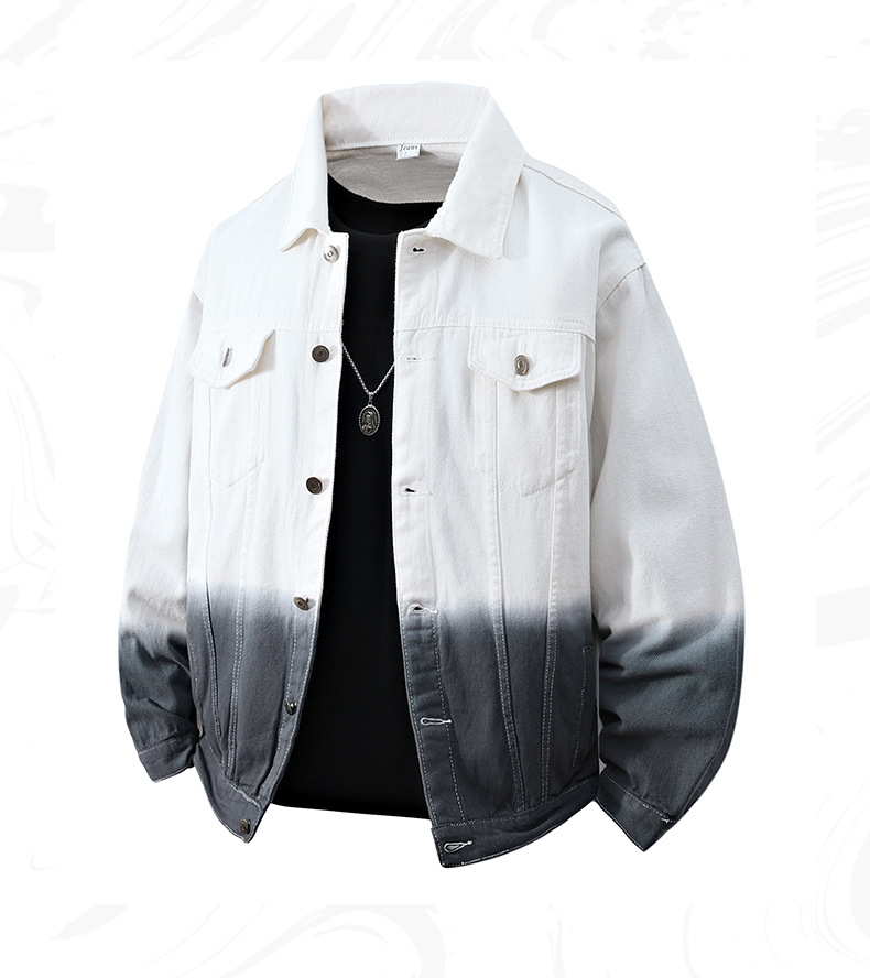 Men's Denim Jacket Trendy Colorblock Men's Tops New Arrival Japanese Style All Match Gradient Jacket Men_mkmklike.com