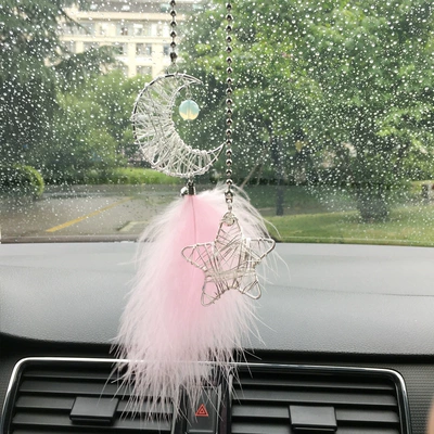 Moon feather car aromatherapy pendant Car hanging - star-moon-pink-feather