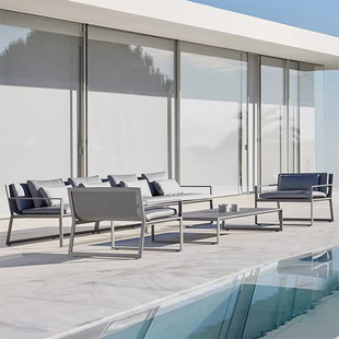 Outdoor Aluminum Alloy Sofa Villa Sun Room Hotel Leisure Lounge Chair Designer Outdoor Stainless Steel Furniture Combination