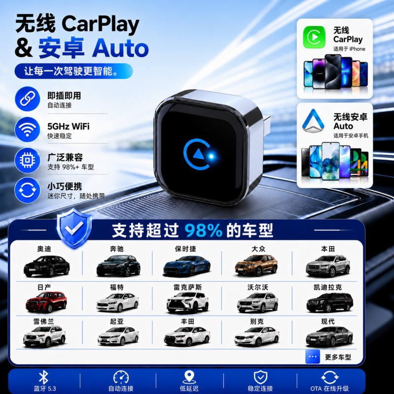 Cross-Border Wireless Carplay Box 2-in-1 Smart Module Car Connectivity Box Android Autocarplay Box