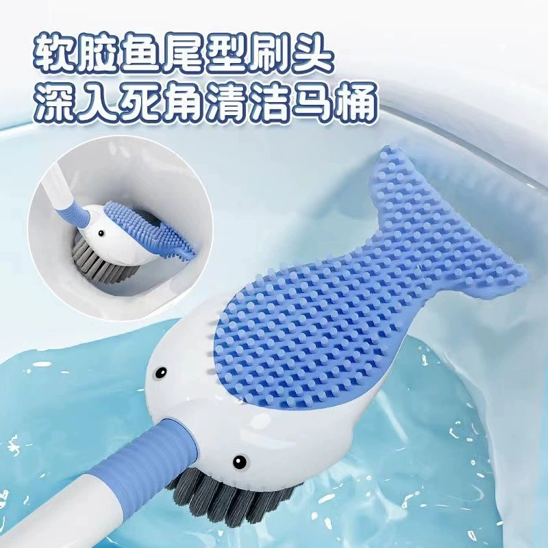 Щетка для унитаза с жидкостью для распыления кита, силиконовая щетка без мертвого угла, мощный набор для чистки, пластиковая щетка для ванной комнаты