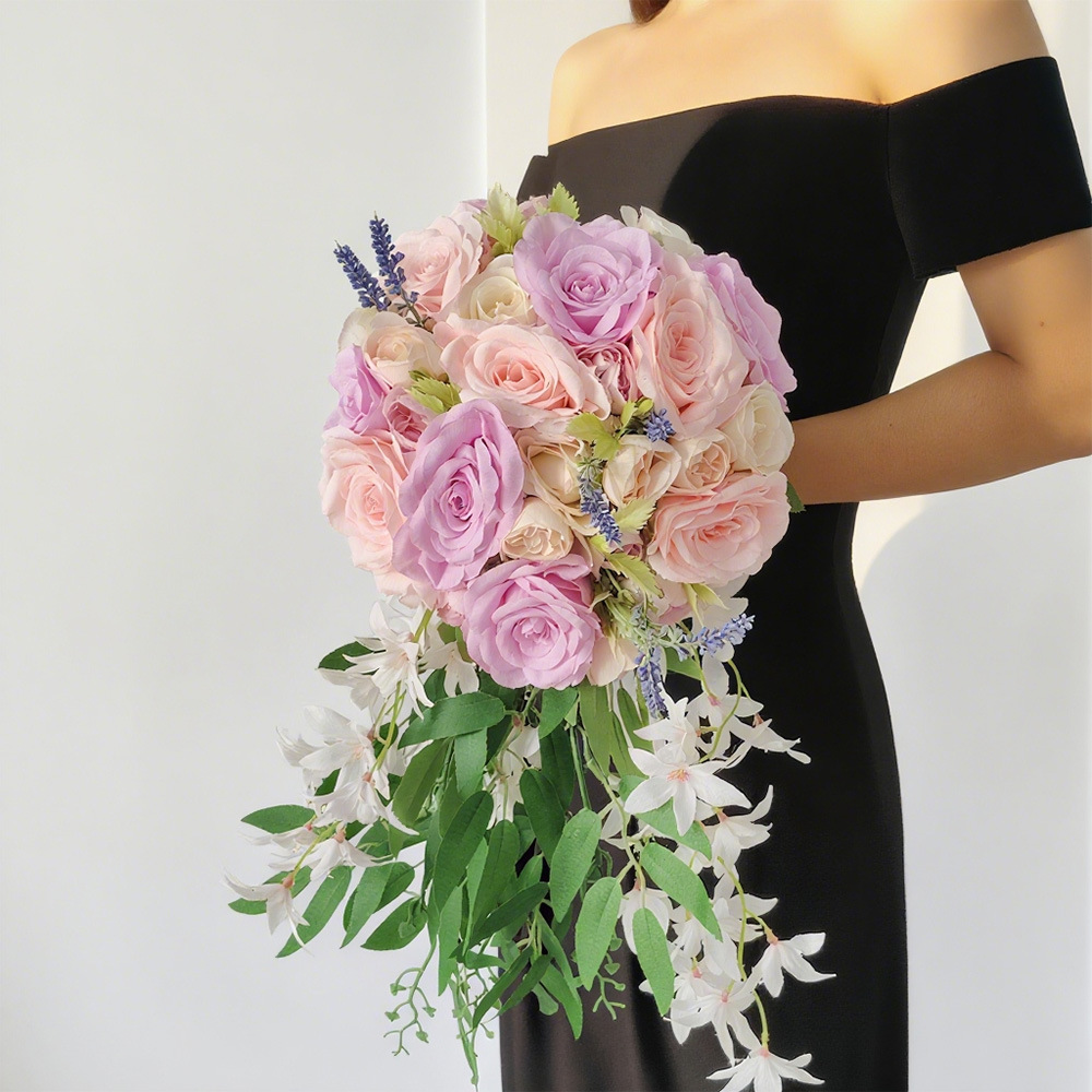 Cascada boda boda boda flores en la mano con flores disparar props regreso a la escuela temporada de graduación Amazon suministro transfronterizo