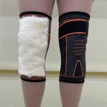 厂家批发 短款绑带羊皮毛一体 加绒护膝 运动保暖护膝