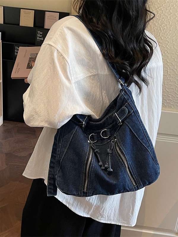 Bolso de tendencia transfronteriza de gran capacidad para mujeres 2026 nuevo retro vaqueros de hombro mochila de viaje ocio bolsa