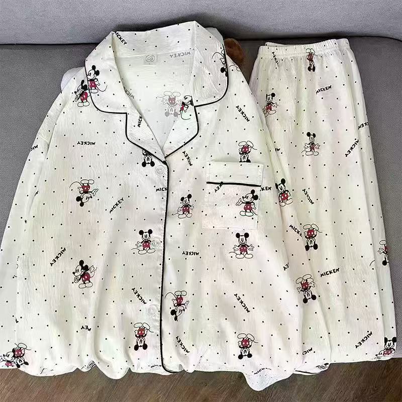 Al por mayor transfronterizo nueva primavera y otoño en línea explosión delgada nube de algodón dulce pijama de mangas largas pantalones largos ropa para el hogar cubierta
