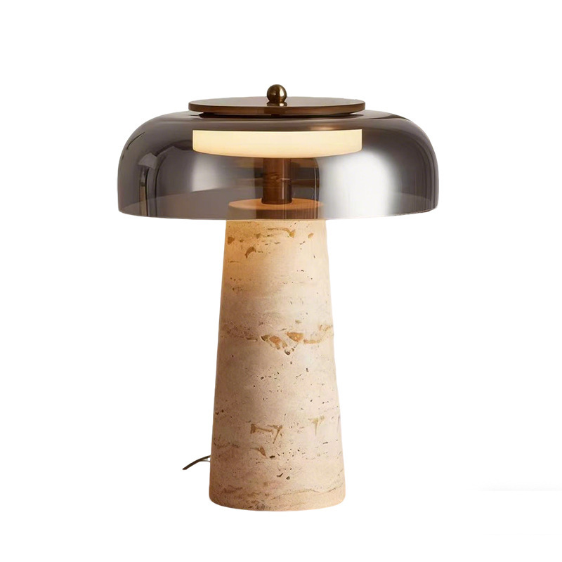 Nordic Minimalist Yellow Travertine Glass Table Lamp, Light Luxury High-End Bedroom Study Bedside Office Ambiance Table Lamp, Wabi-Sabi Style Nordic Minimalist Yellow Travertine Glass Table Lamp, Light Luxury High-End Bedroom Study Bedside Office Ambiance Table Lamp, Wabi-Sabi Style
