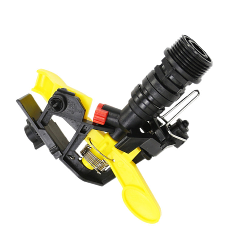 Boquilla oscilante giratoria giratoria de plástico amarillo de 6 puntos al por mayor, ángulo controlable, boquilla de riego por aspersión de jardinería de césped, enfriamiento