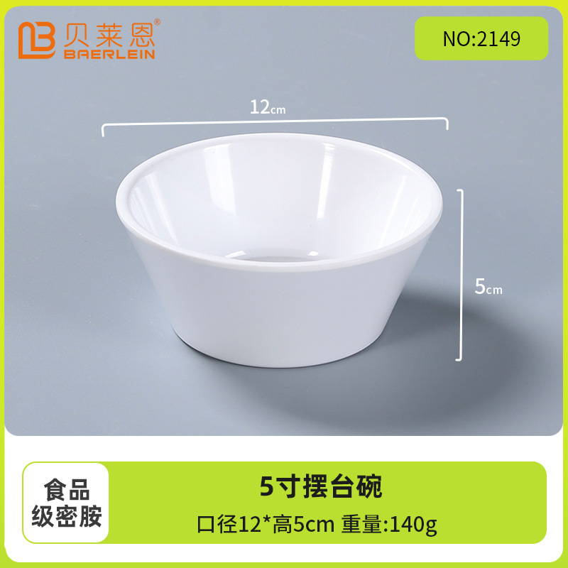 Tazón blanco pequeño Tazón de sopa de melamina Cantina Tazón de porcelana de imitación redonda comercial Tazón redondo Tazón de condimento de plástico Tazón de arroz Tazón de agua azucarada