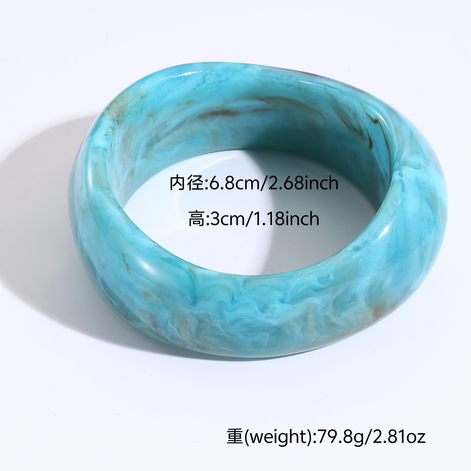 Europa y América de moda translúcida elíptica ancha joyería macarón chica retro pulsera de resina alta sensación al por mayor