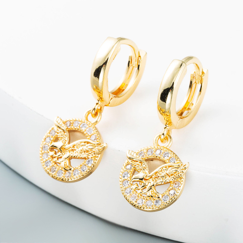 Nihaojewelry wholesale jewelry simple hollow lion king leopard head eagle copper earringspicture6