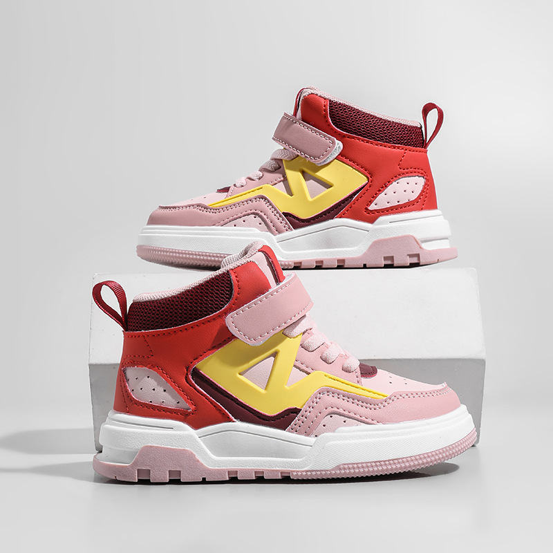 Hochwertige Kinder High Top Sportschuhe Aus Leder Mit Sohle_voghion.com