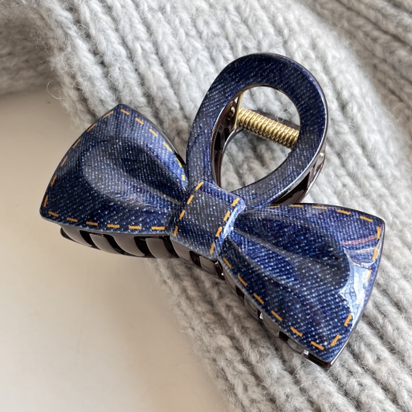 Denim blue runaway princess bow