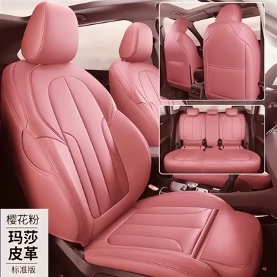 Modelə uyğun (Original) oturacaq örtükləri — MingTu, LangDong seat cushions - cherry-blossom-pink-standard-edition-five-seater-nappa-leather-full-coverage-for-front-and-rear-rows